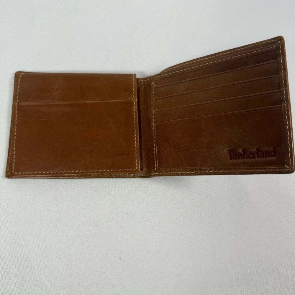 Timberland Mens Bifold Brown Leather Pull Up‎ Passcase Wallet